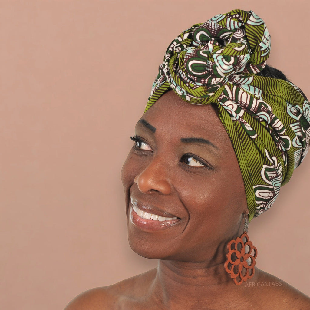 Afrikaanse Groene flower hoofddoek - headwrap