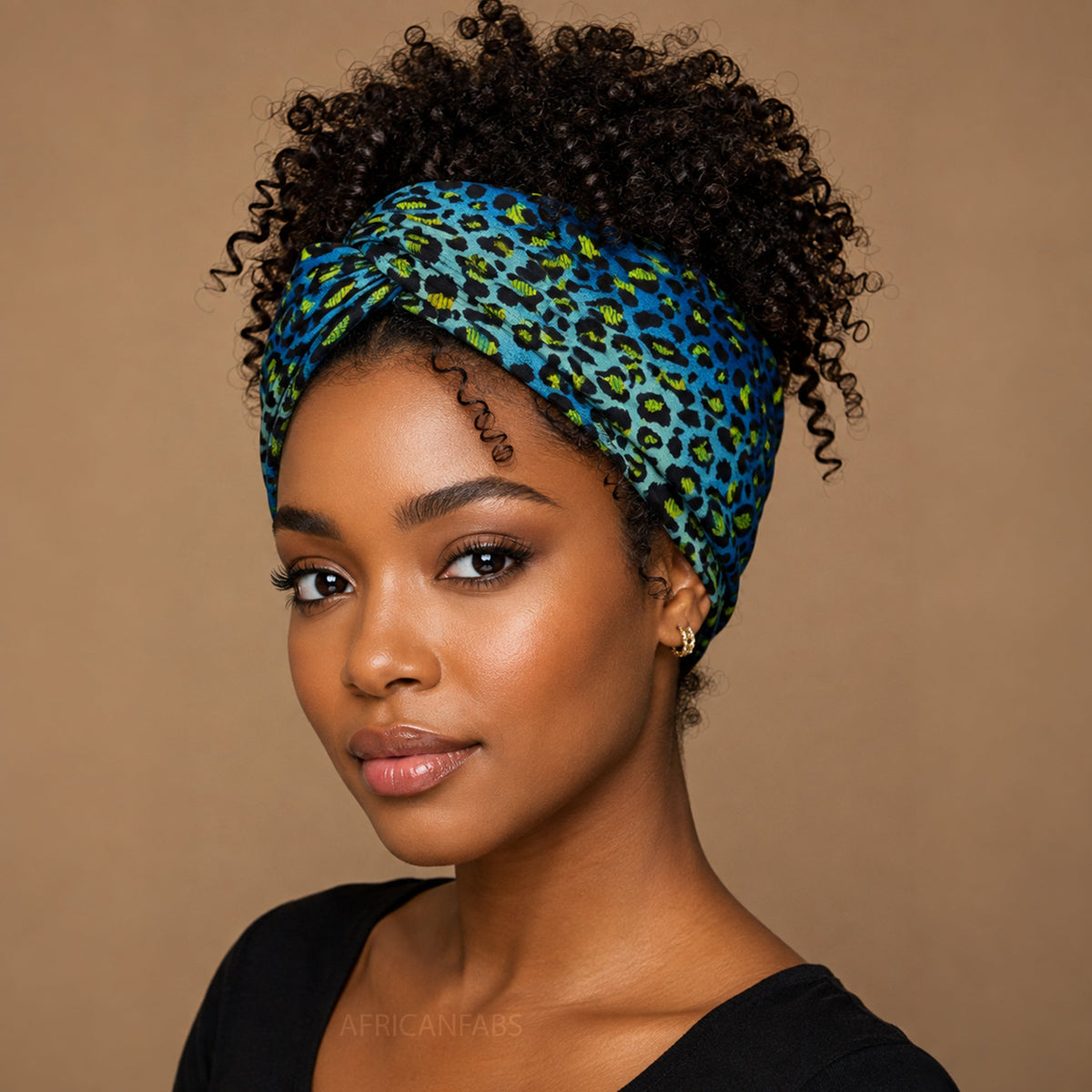 Afrikaanse hoofddoek Blauw Luipaard Spots - headwrap