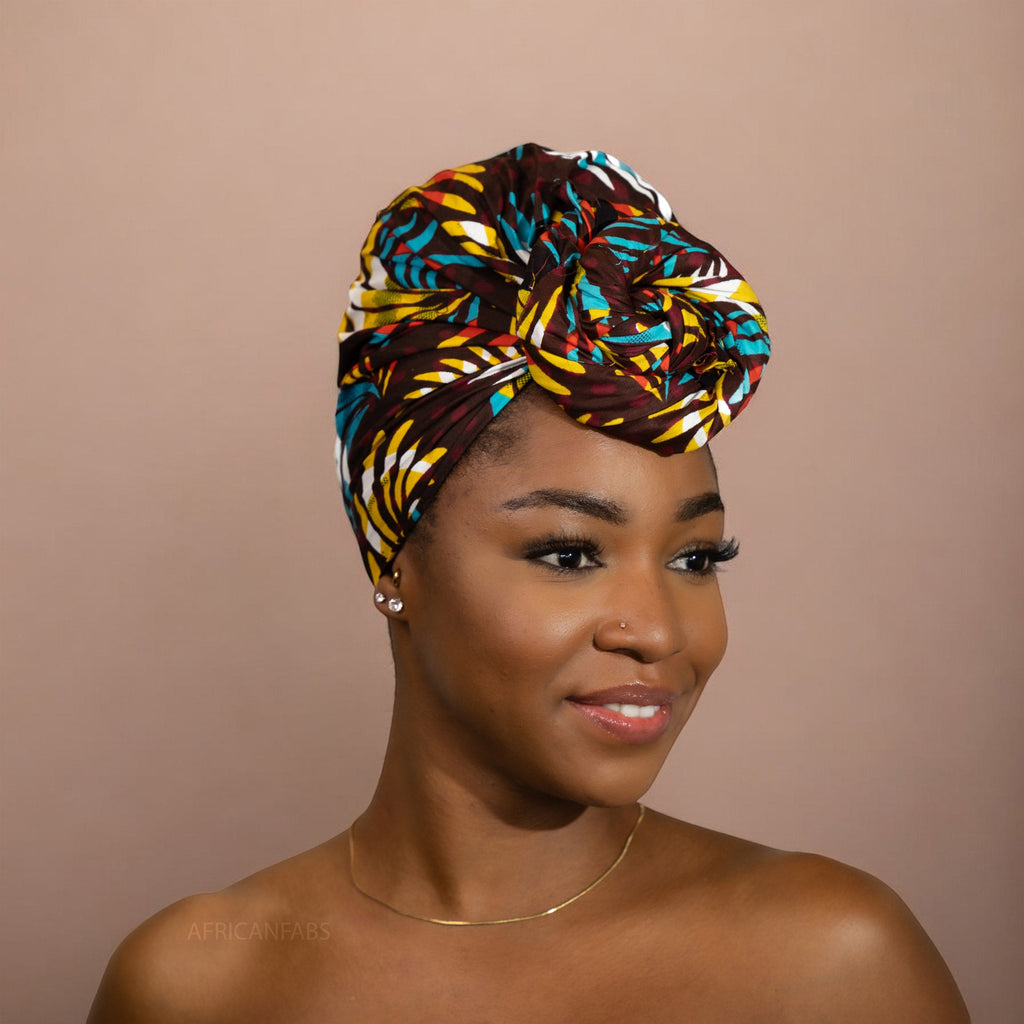 Afrikaanse  Multicolor Feathers hoofddoek - headwrap