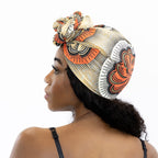 Afrikaanse hoofddoek / headwrap - Zalm Flower
