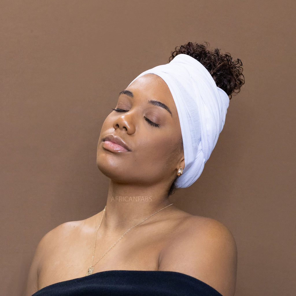 Witte hoofddoek - Headwrap van stretchy Jersey stof
