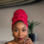 Donkerrood hoofddoek - Headwrap van stretchy Jersey stof
