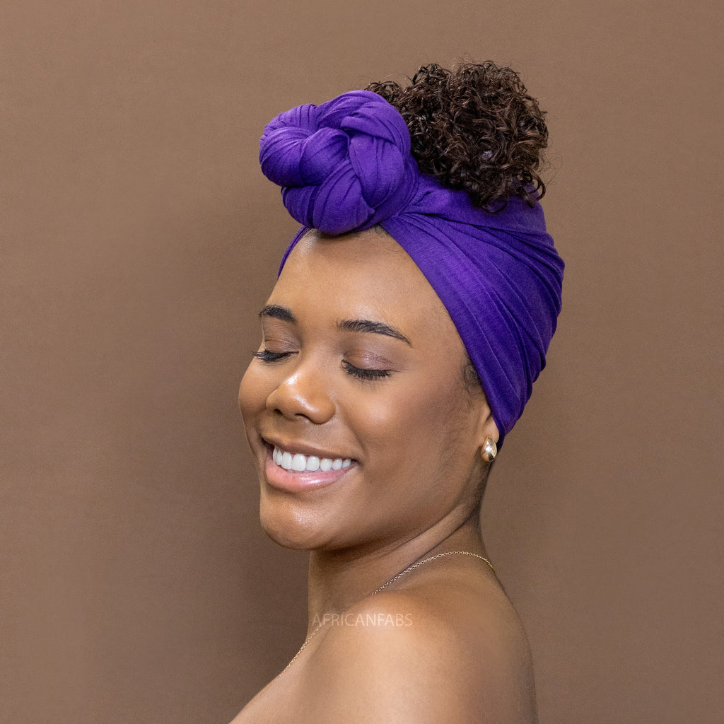 Paarse hoofddoek - Headwrap van stretchy Jersey stof