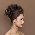 Bruine hoofddoek - Headwrap van stretchy Jersey stof