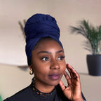 Marineblauw hoofddoek - Headwrap van stretchy Jersey stof