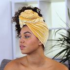 Fluwelen hoofddoek / Velvet headwrap - Ochre geel
