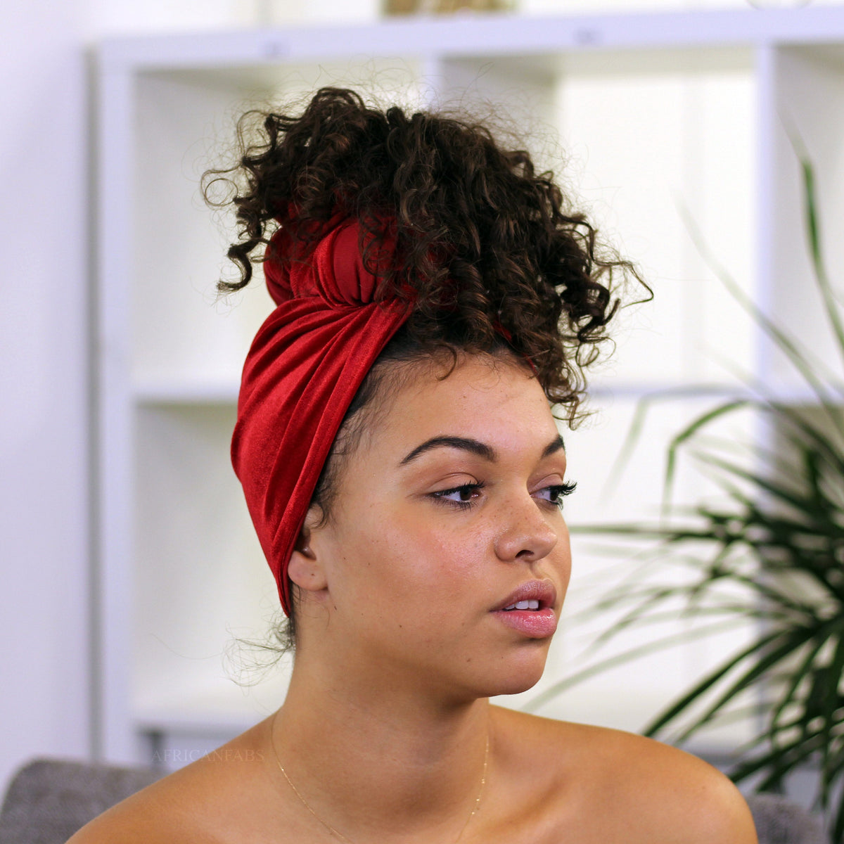 Fluwelen hoofddoek / Velvet headwrap - Rood
