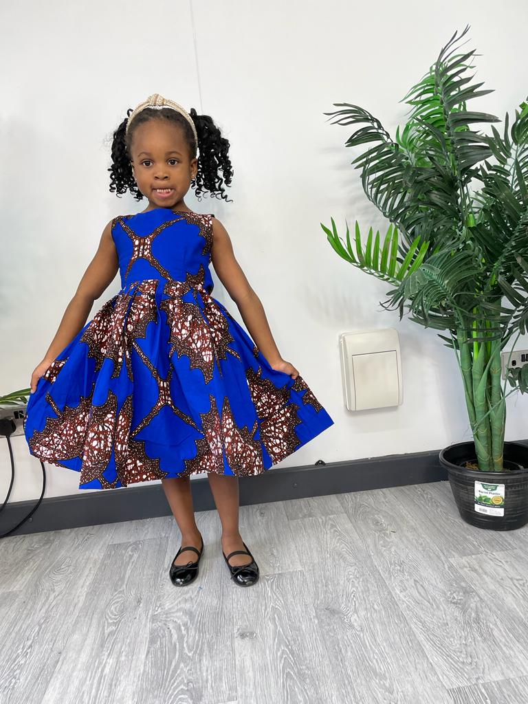 Ashlynn Ankara girls dress | Blue African Print