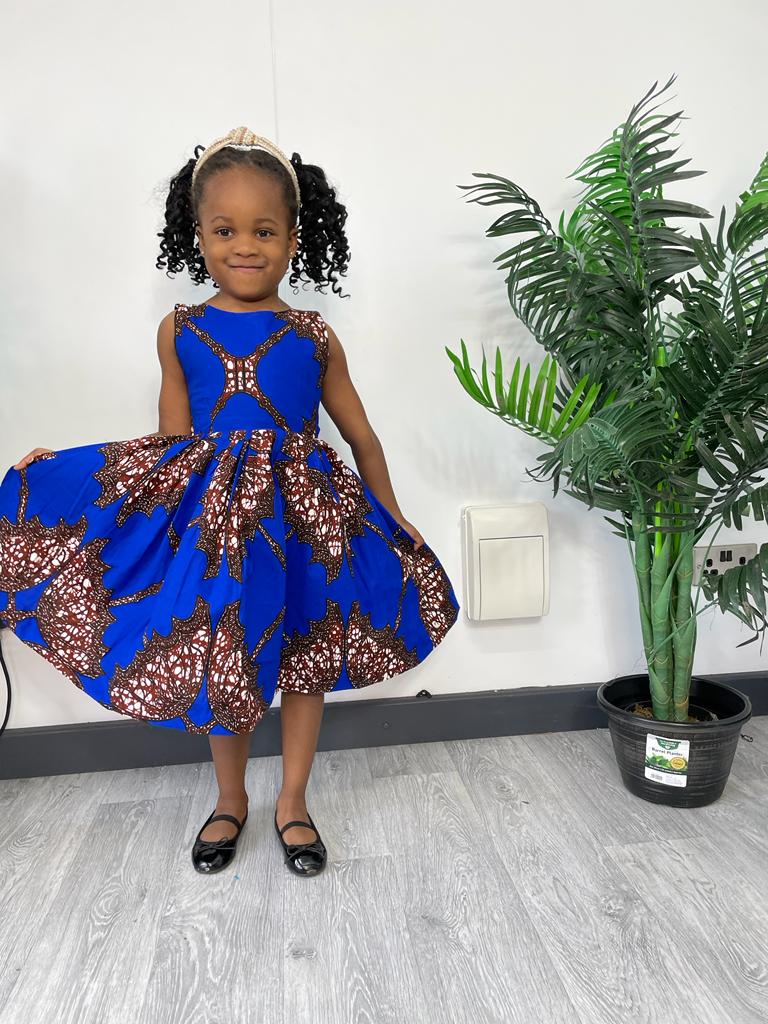 Ashlynn Ankara girls dress | Blue African Print