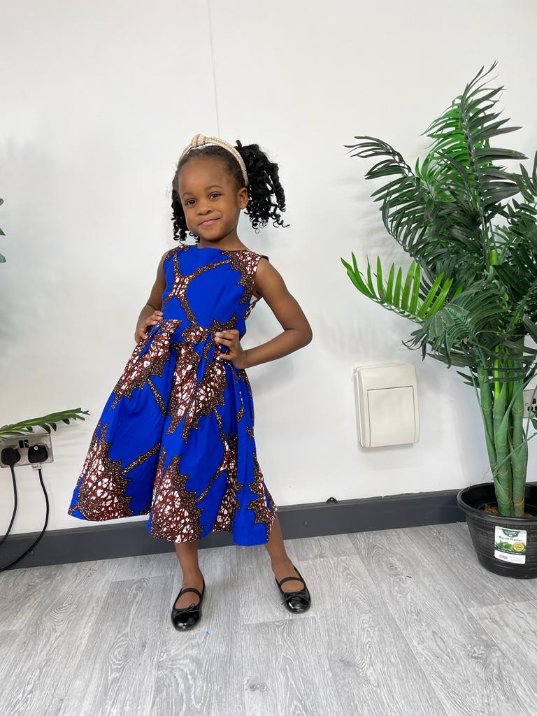 Ashlynn Ankara girls dress | Blue African Print