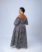 Nora Maxi Dress | Black and White African Print