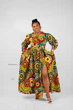 Duni  Ankara Maxi Dress | Yellow Multi Color African Print