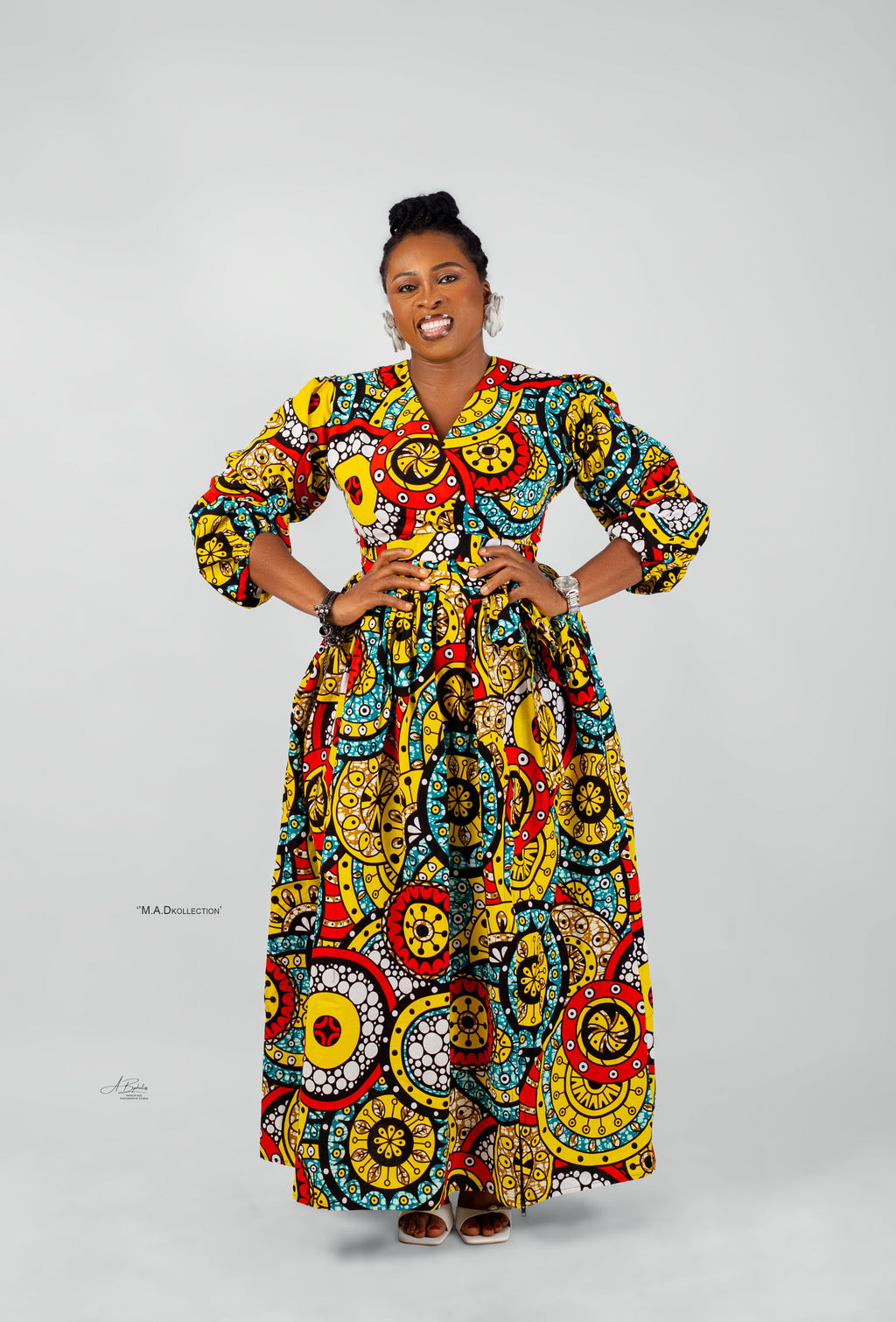 Duni  Ankara Maxi Dress | Yellow Multi Color African Print