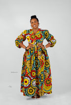 Duni  Ankara Maxi Dress | Yellow Multi Color African Print