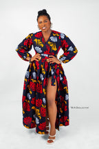 Deka  Ankara Maxi Dress |  Red Multi Color African Print
