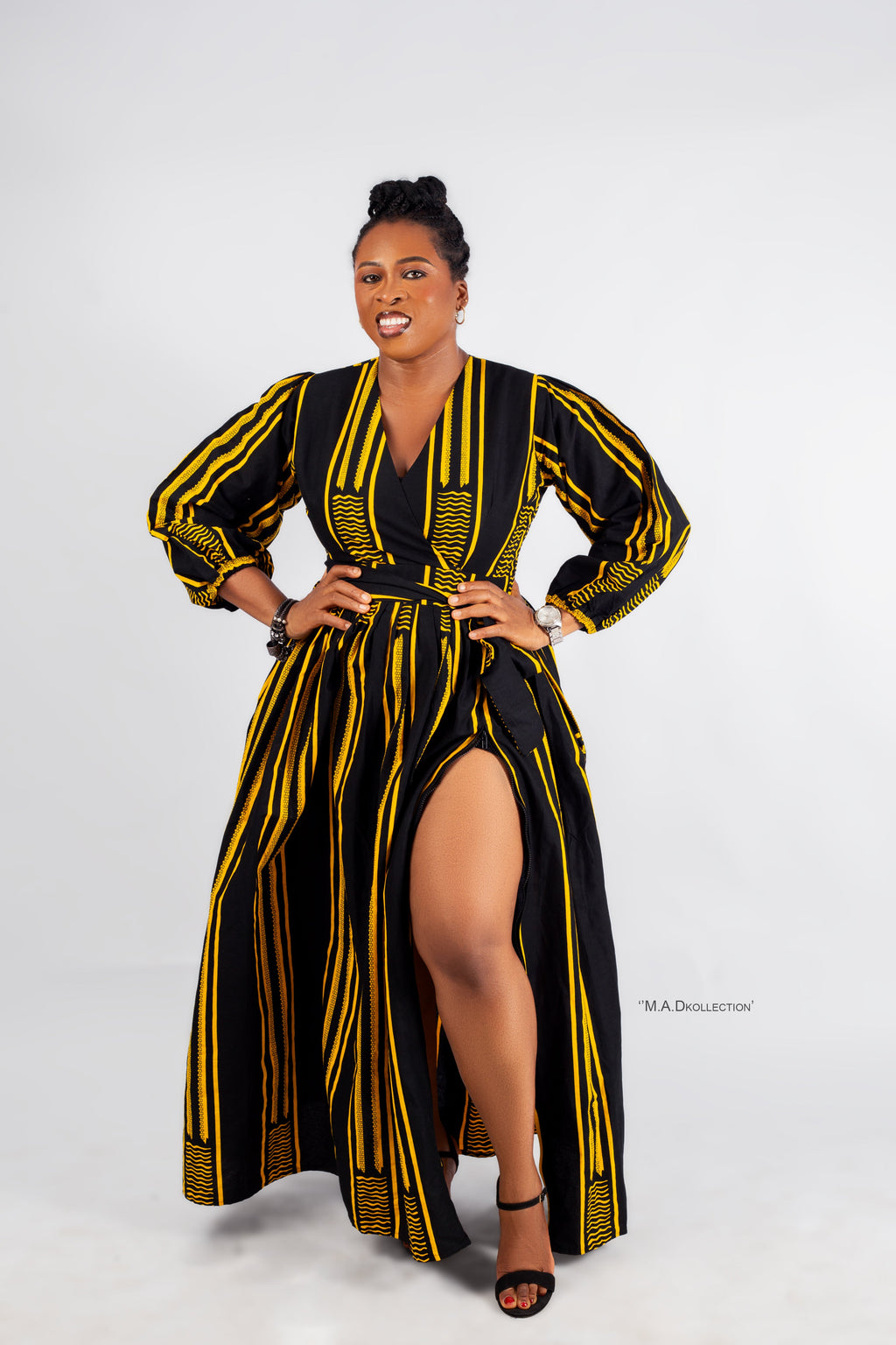 Demi Ankara Maxi Dress | Yellow and Black African Print