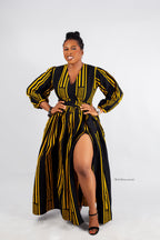 Demi Ankara Maxi Dress | Yellow and Black African Print
