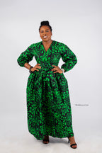 Dera  Ankara Maxi Dress | Green African Print