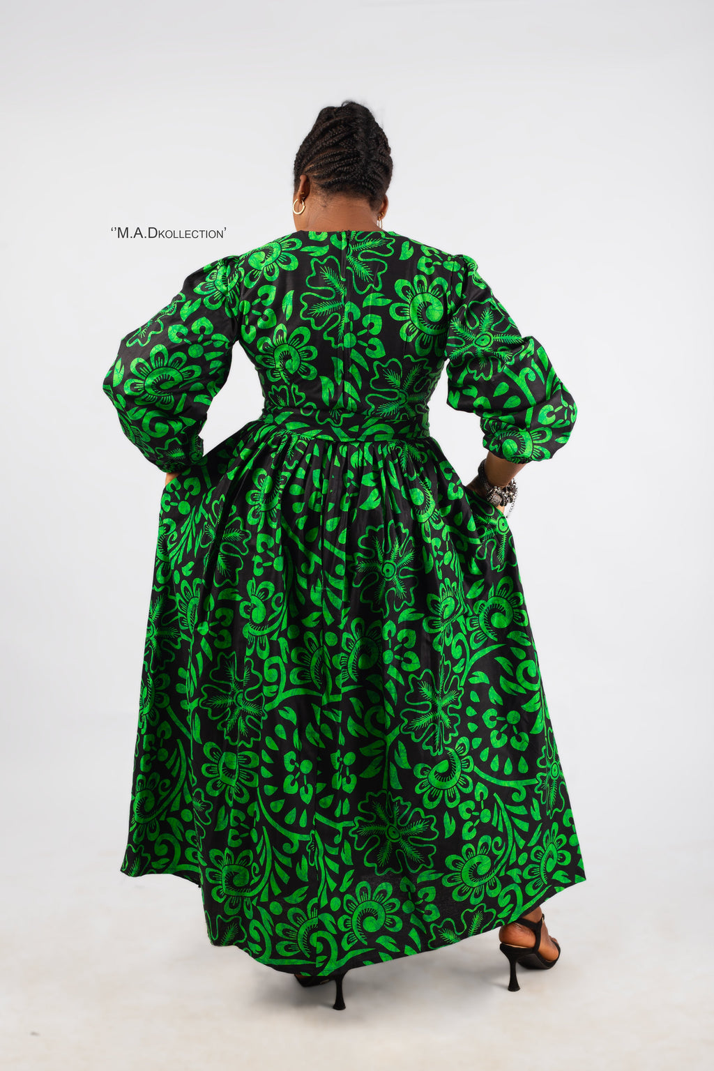 Dera  Ankara Maxi Dress | Green African Print