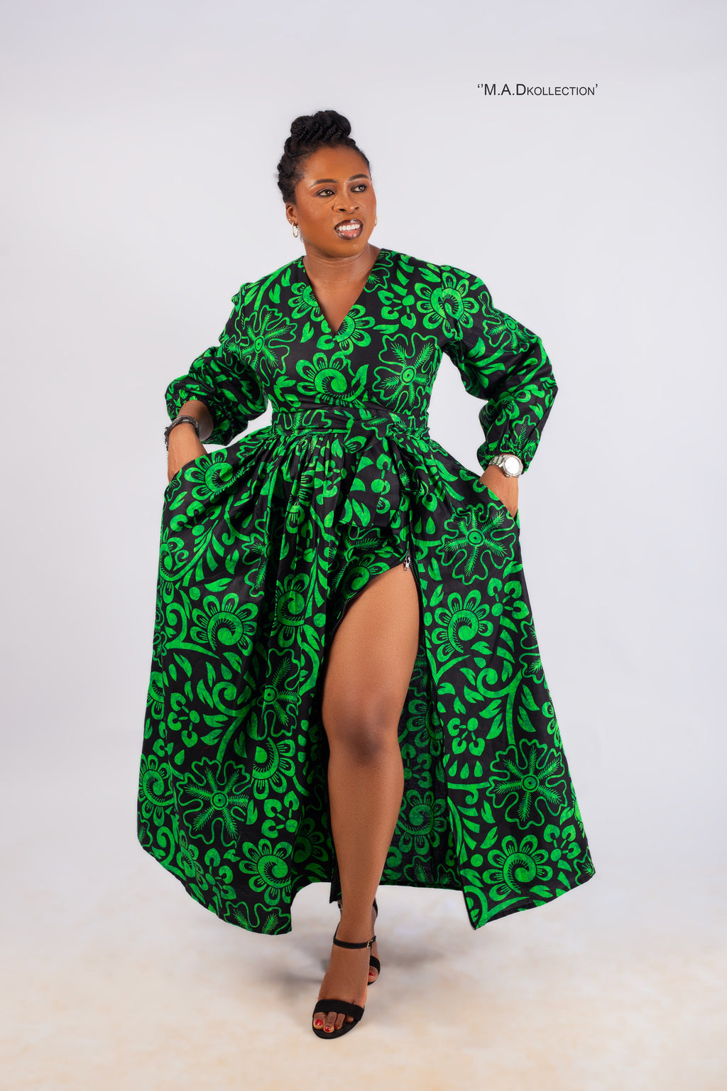 Dera  Ankara Maxi Dress | Green African Print