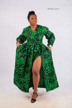 Dera  Ankara Maxi Dress | Green African Print