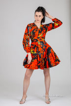 Ogechi Ankara Mini Dress | Orange African Print