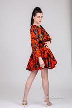 Ogechi Ankara Mini Dress | Orange African Print