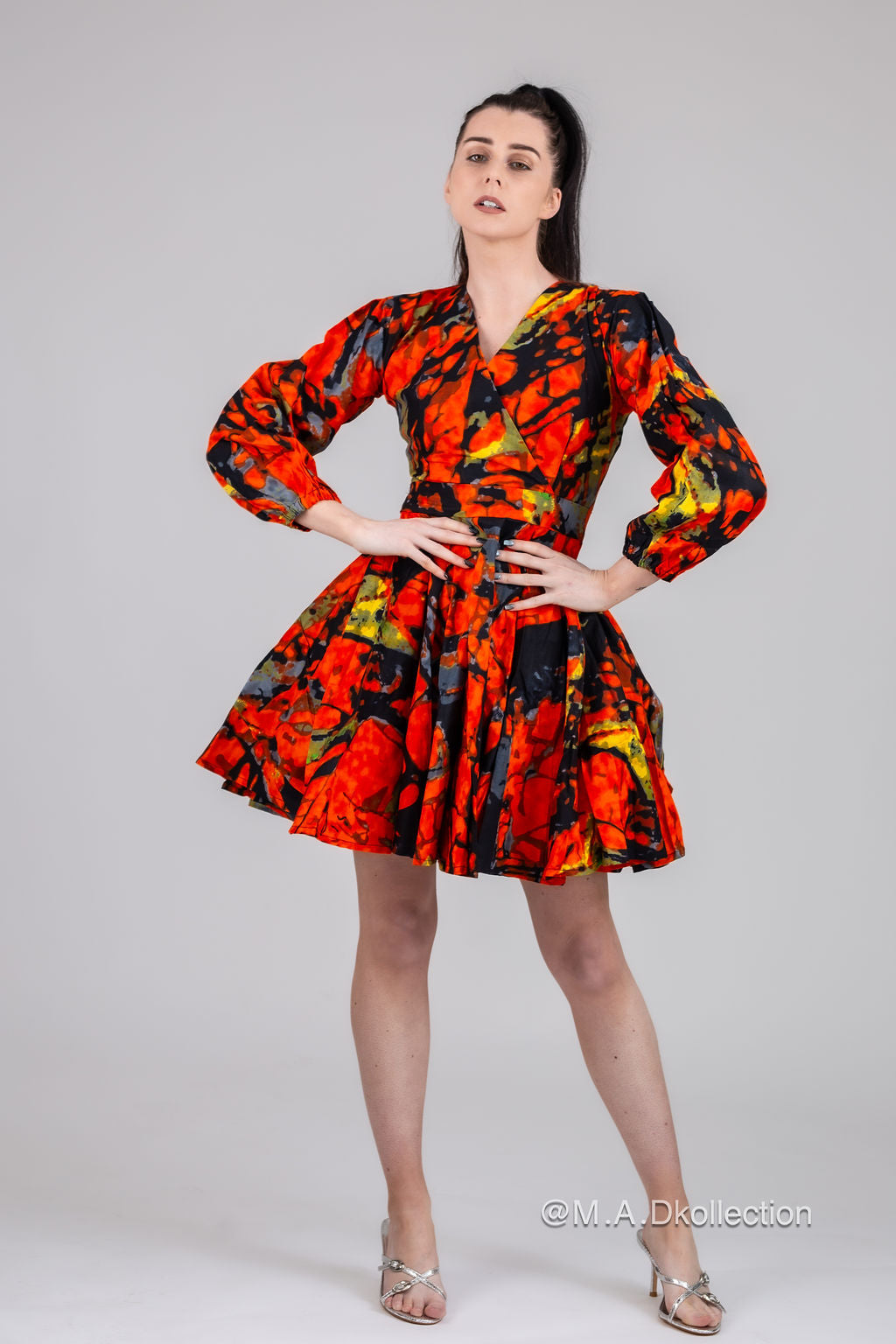 Ogechi Ankara Mini Dress | Orange African Print