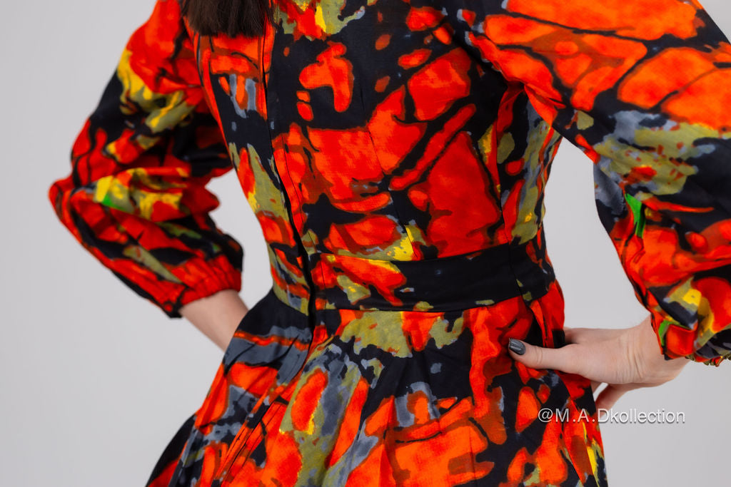 Ogechi Ankara Mini Dress | Orange African Print