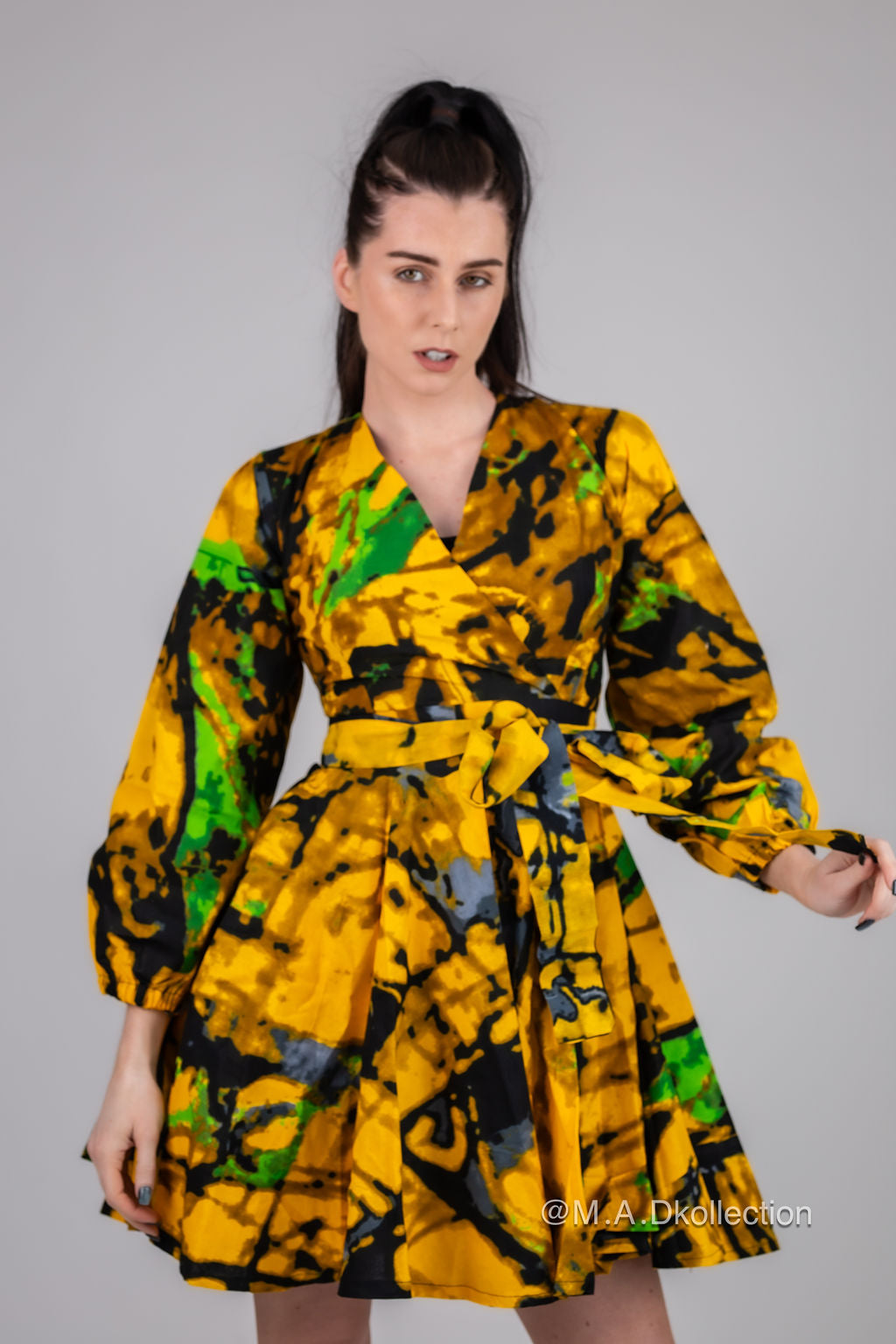 Olaide Ankara Mini Dress | Yellow African Print