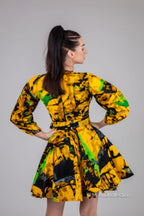 Olaide Ankara Mini Dress | Yellow African Print