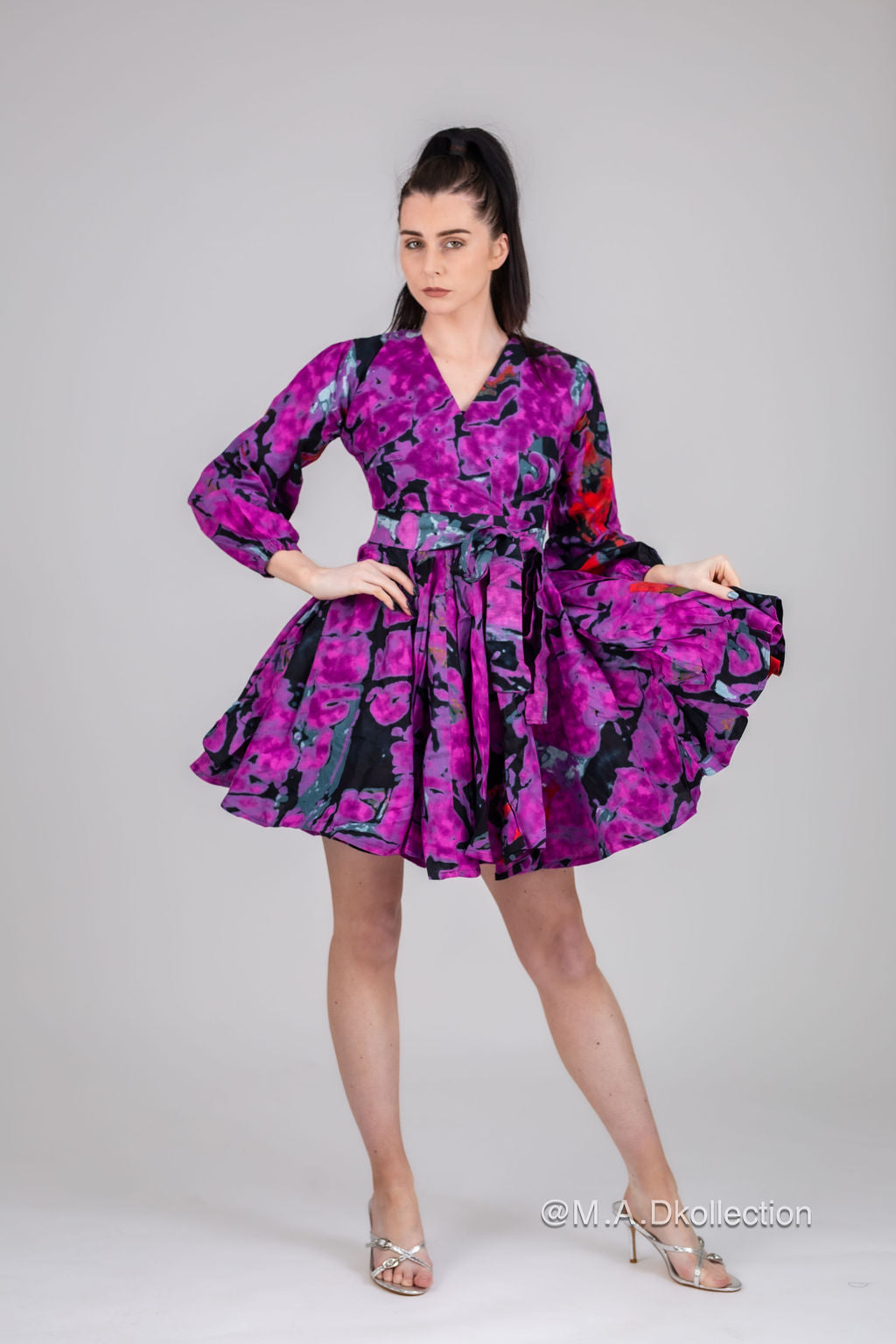 Odelia Ankara Mini Dress | Purple African Print