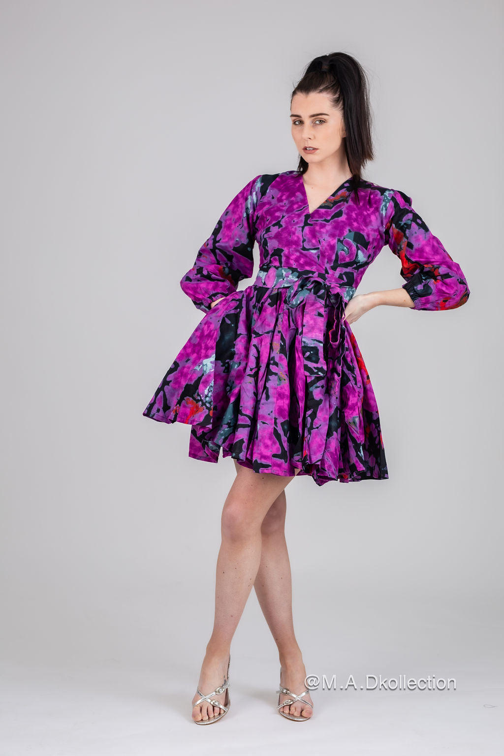 Odelia Ankara Mini Dress | Purple African Print
