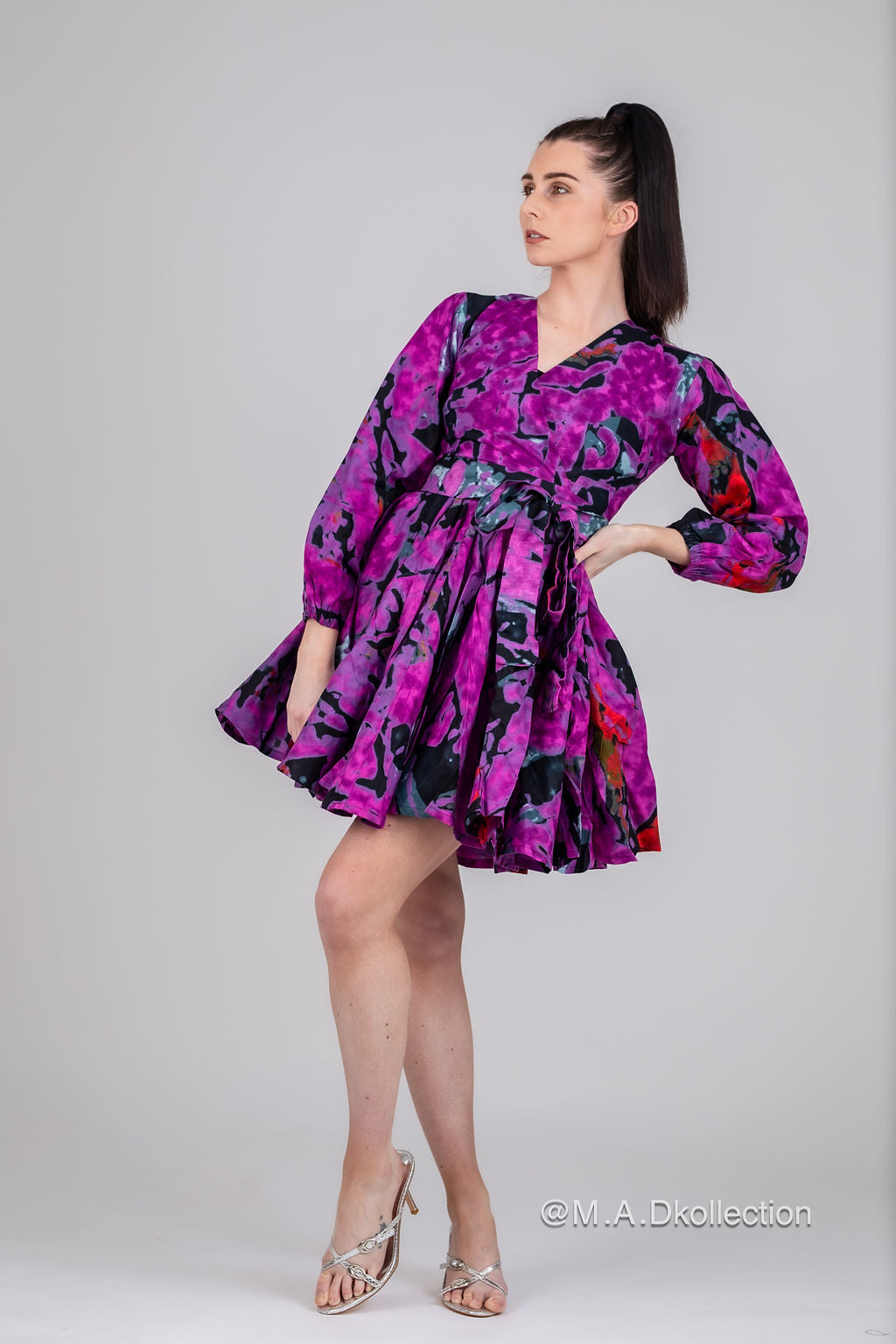 Odelia Ankara Mini Dress | Purple African Print