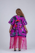 Odelia Ankara Fringe Midi Dress | Purple African Print
