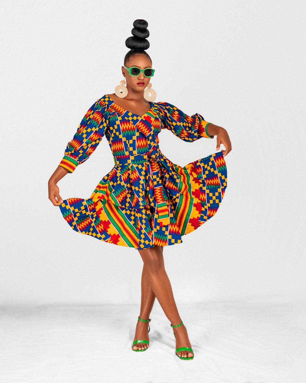 Nicole Ankara Mini Dress | Kente Multicoloured African Print
