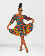 Nicole Ankara Mini Dress | Kente Multicoloured African Print