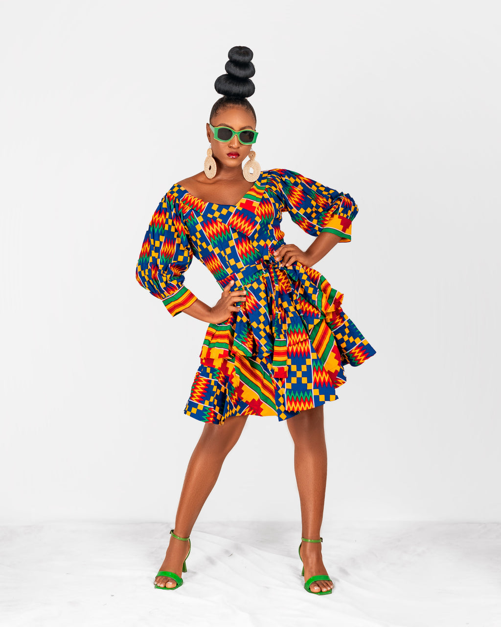 Nicole Ankara Mini Dress | Kente Multicoloured African Print