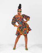 Nicole Ankara Mini Dress | Kente Multicoloured African Print