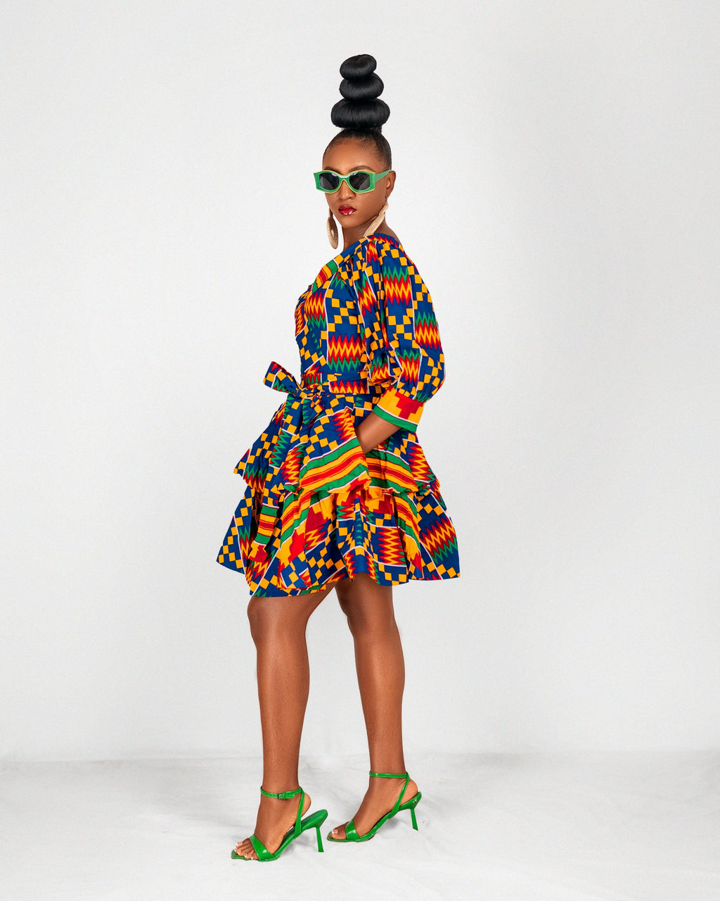 Nicole Ankara Mini Dress | Kente Multicoloured African Print
