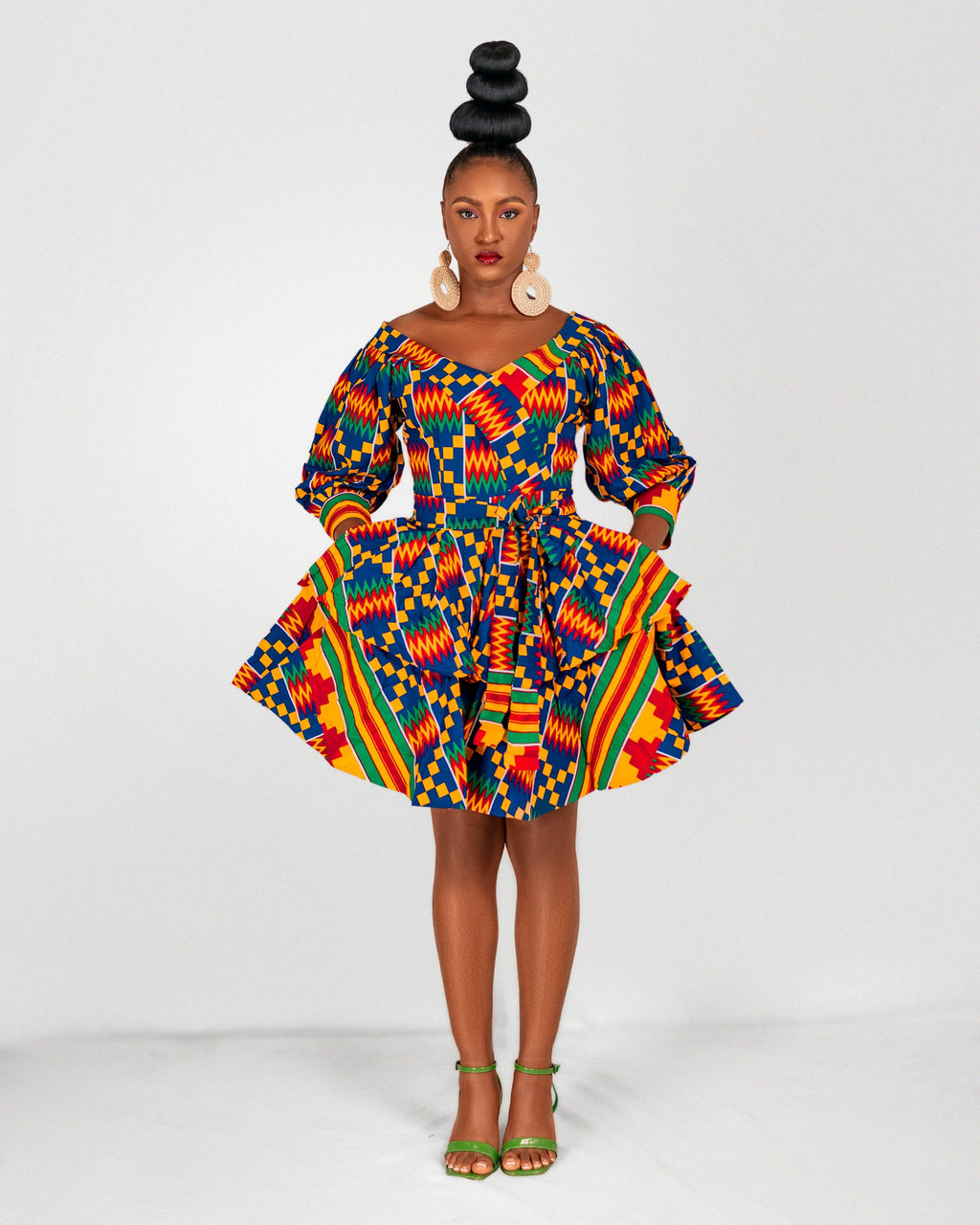 Nicole Ankara Mini Dress | Kente Multicoloured African Print