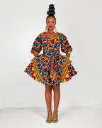 Nicole Ankara Mini Dress | Kente Multicoloured African Print