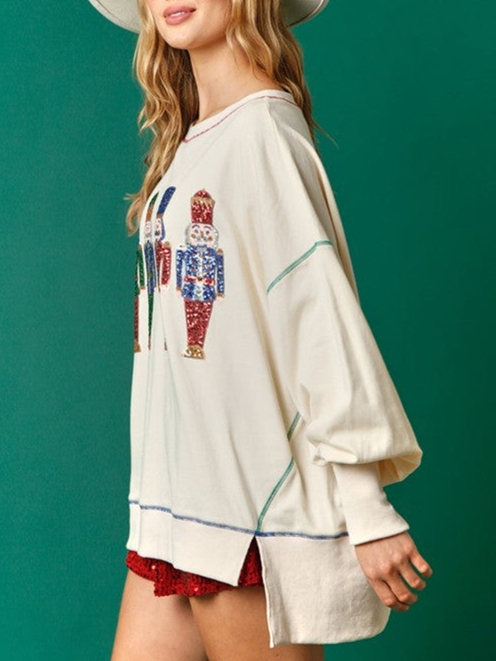Sweatshirt met notenkraker van Franse badstof met pailletten