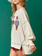 Sweatshirt met notenkraker van Franse badstof met pailletten