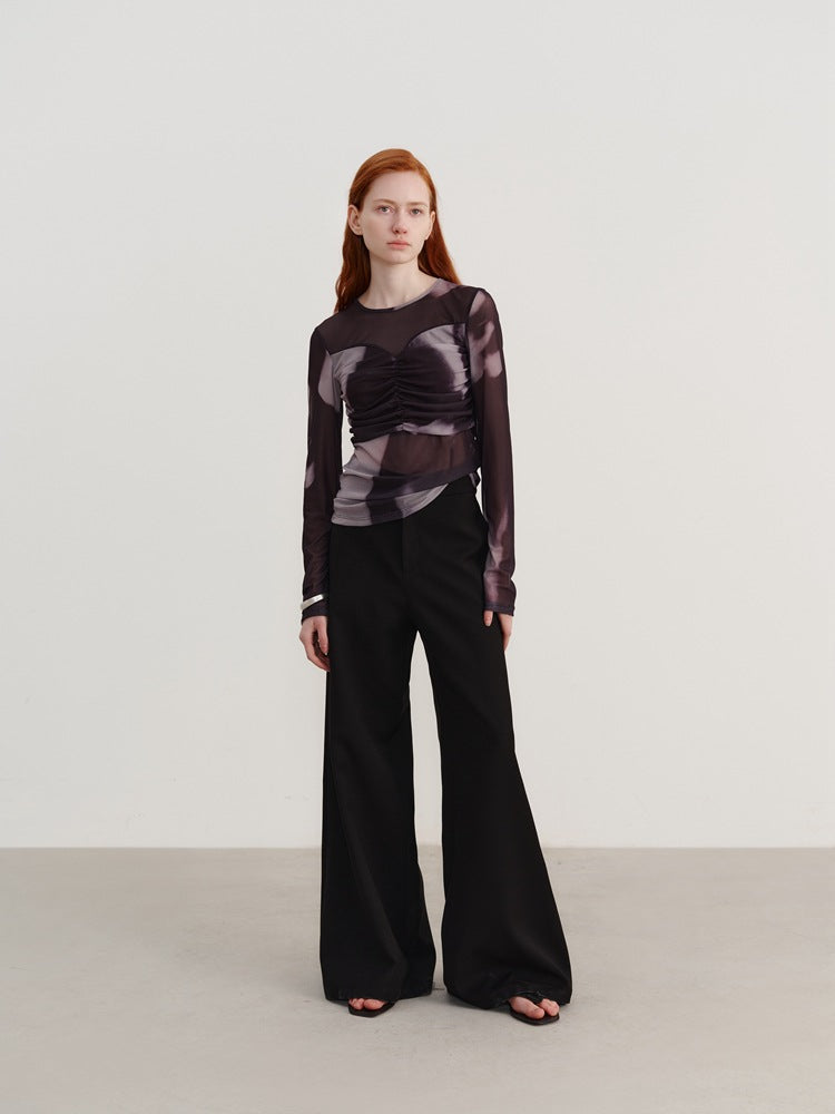 Casual tie-dye T-shirt met lange mouwen en kleurovergang