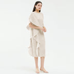 Hoogwaardige asymmetrische effen kleur patchworkjurk voor dames