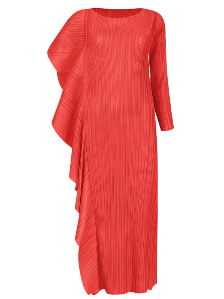 Hoogwaardige asymmetrische effen kleur patchworkjurk voor dames
