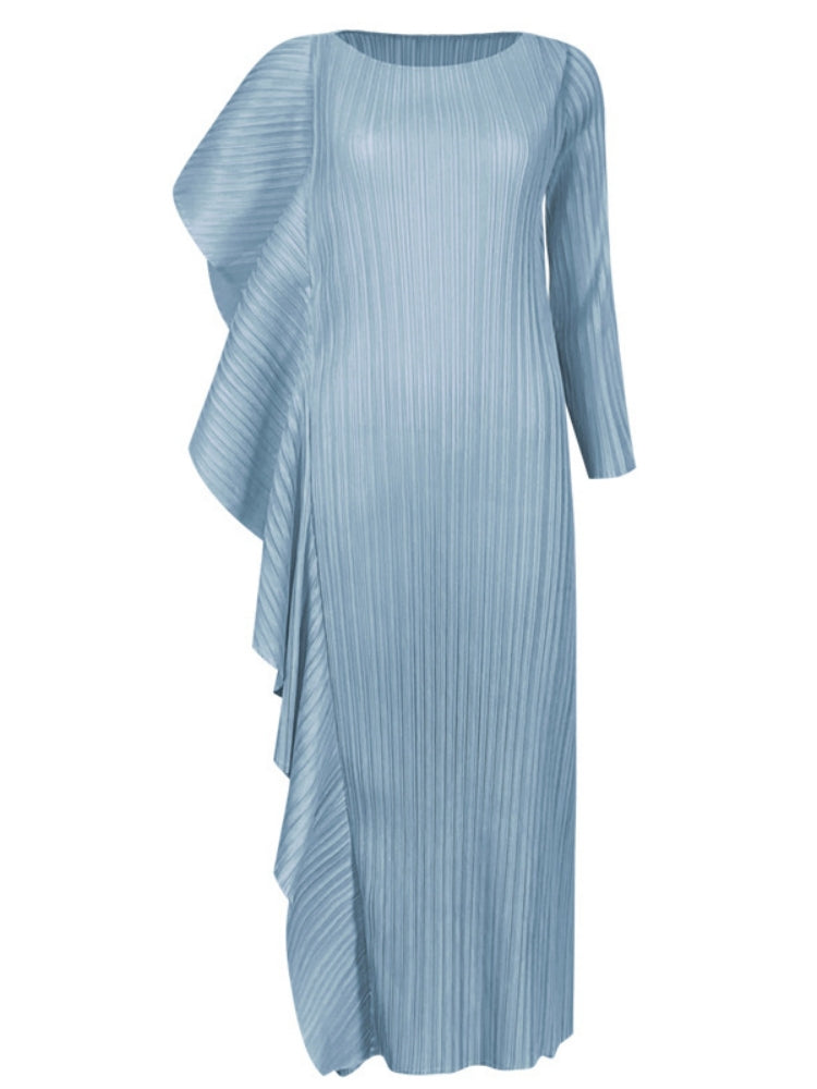 Hoogwaardige asymmetrische effen kleur patchworkjurk voor dames