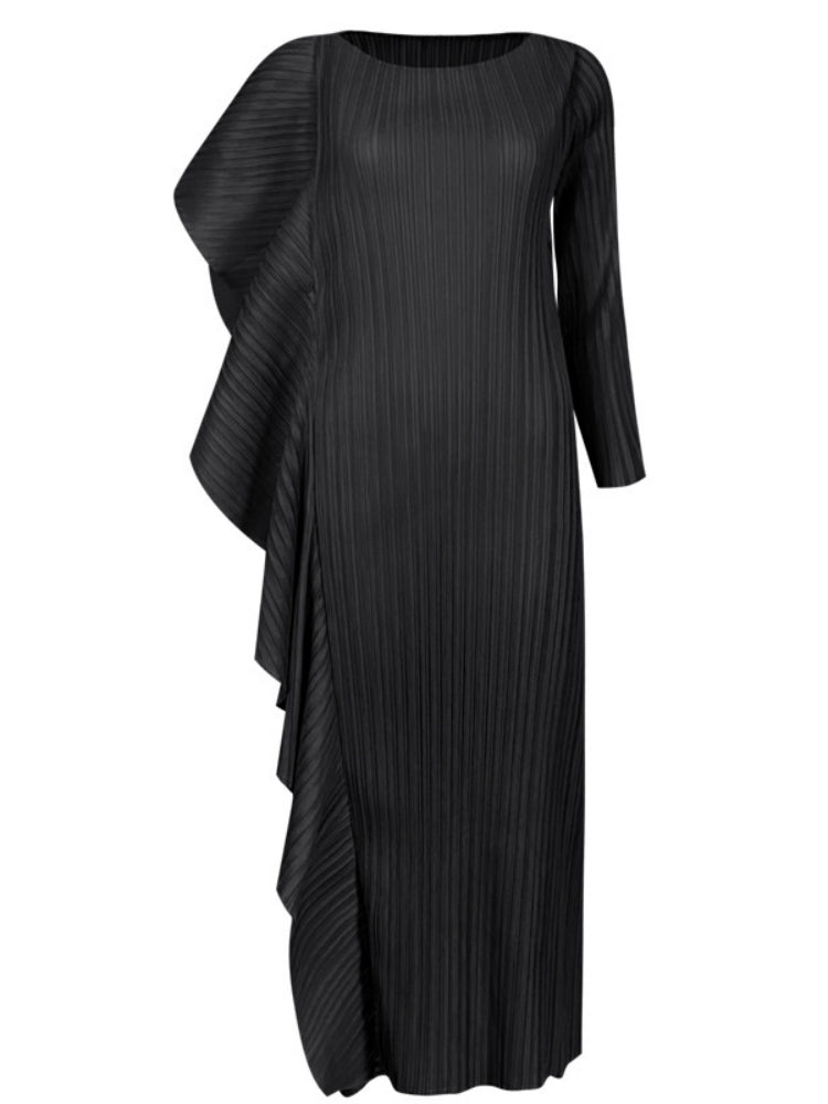 Hoogwaardige asymmetrische effen kleur patchworkjurk voor dames