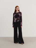Casual tie-dye T-shirt met lange mouwen en kleurovergang